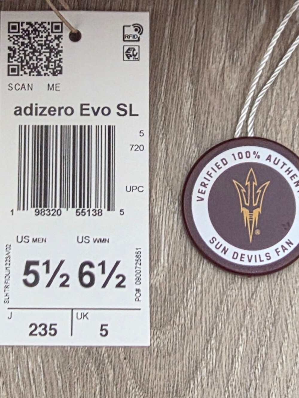 Adidas Adizero Evo SL NCAA Arizona State Running Shoes JQ4572 M Sz 5.5 / W Sz 7 - Picture 6 of 10
